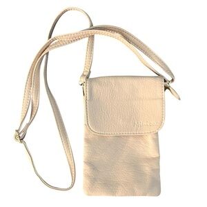 MINICAT Cream Faux Leather Phone Crossbody Bag Small Shoulder Purse